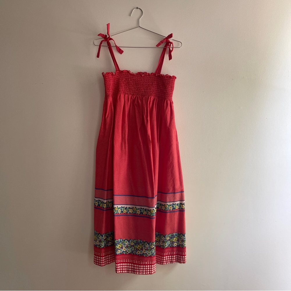 Terri Juniors California Cherry Red Polka Dot Sundress with Flower & Stripes